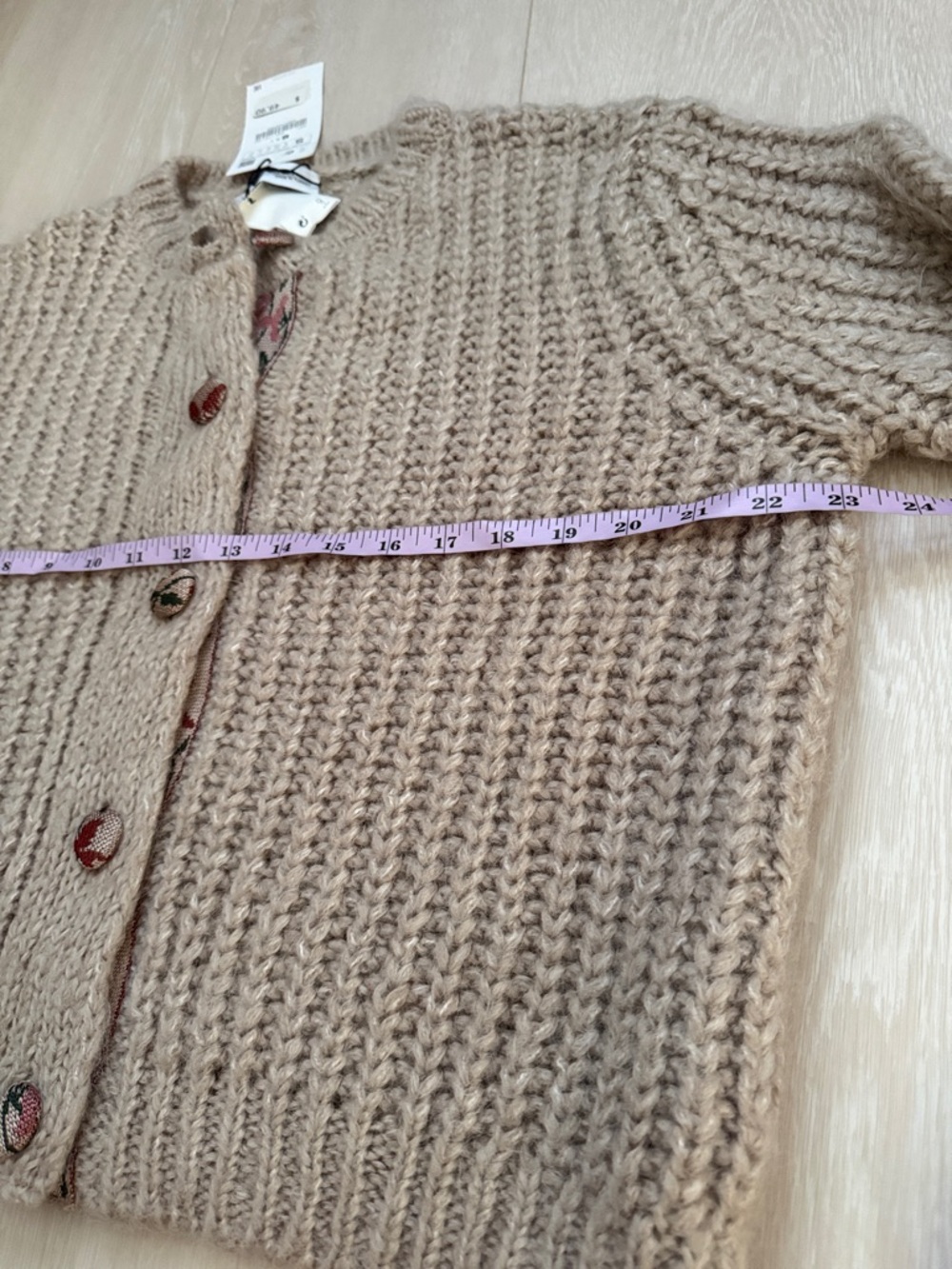 Zara Chunky Taupe Knit Cardigan - Picture 6 of 9